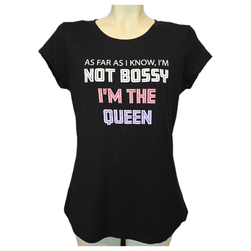 Women’s Black Graphic Tee - "I'm The Queen" Size XL